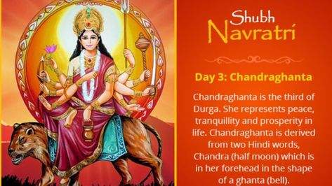 Navratri 2019 Day 3: Worship Goddess Chandraghanta; Know Puja Vidhi, Mantra and Aarti Goddess Chandraghanta, Navratri Devi Images, Navratri Puja, Goddess Saraswati, Hindu Rituals, Celebrating Women, Navratri Festival, Happy Navratri Images, Shakti Goddess