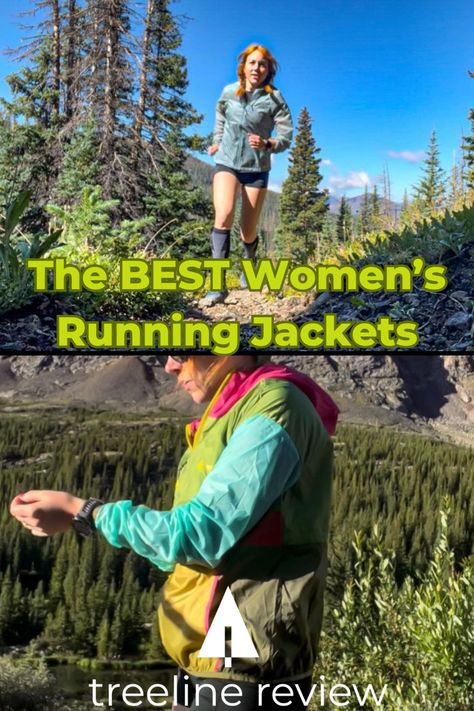 Top image is a woman running in a forest trail towards the camera, bottom image is a zoomed in torso of a woman in a bright colored jacket for running. Womens Running Jacket, Rain Jacket Women, Hydration Pack, Running Gear, Running Jacket, Wet Weather, Lightweight Jacket, Running Women, Amazing Women