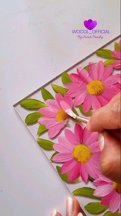 Acrylic Sheet Painting, Acrylic Sheet Art, Painting On Acrylic, Nature Paintings Acrylic, Pink Flower Painting, Acrylic Flower Painting, Sheet Art, Sheet Painting, Drawing Sheet