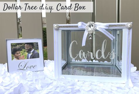 Easy, simple and elegant diy card box. Card Box Made Out Of Picture Frames, Anniversary Card Box Diy, Money Boxes For Weddings, Cricut Card Box Wedding, Diy Card Boxes Wedding, How To Make A Wedding Card Box Diy, Card Container For Wedding, Quince Gift Card Box Ideas, Wedding Shower Card Box Ideas