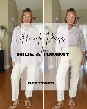 Flattering tops to Hide a Tummy Outfits Tummy Hide, Tummy Hiding Tops, Outfits For Pooch Belly, Clothes For Women With Bellies, Fall Outfits To Hide Muffin Top, Hide Midsection Outfits Style, How To Hide Your Mom Pooch, Outfits To Cover Lower Stomach, How To Dress When You Have A Belly