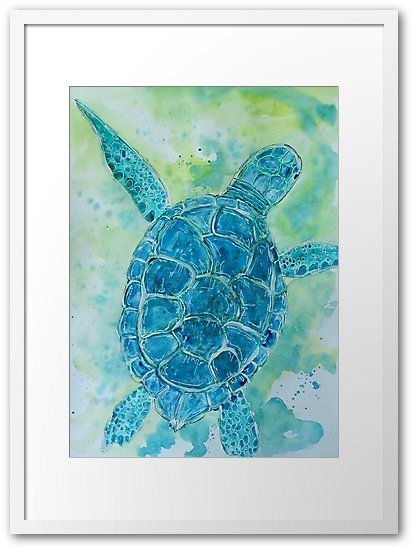 Turtle Poster, Blue Sea Turtle, Sea Turtle Art, Coastal Painting, Freedom Design, Turtle Art, Wall Art Plaques, Painting Gallery, Lithograph Print