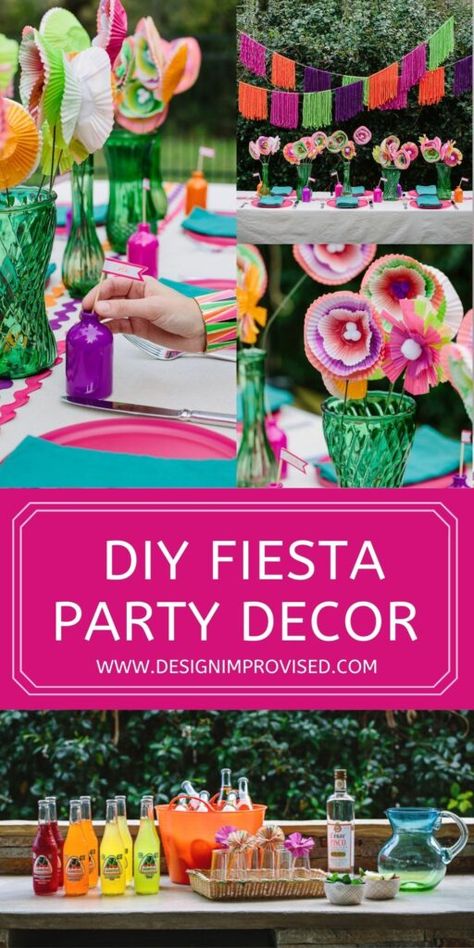 Dollar Tree Fiesta Decor, Centerpieces For Mexican Theme Party, Taco Night Decorations, Fiesta Party Centerpieces Diy, Diy Fiesta Decor, Mexican Diy Decorations, Outdoor Fiesta Party Backyards, Fiesta Theme Party Decorations Diy, Backyard Fiesta Theme Party