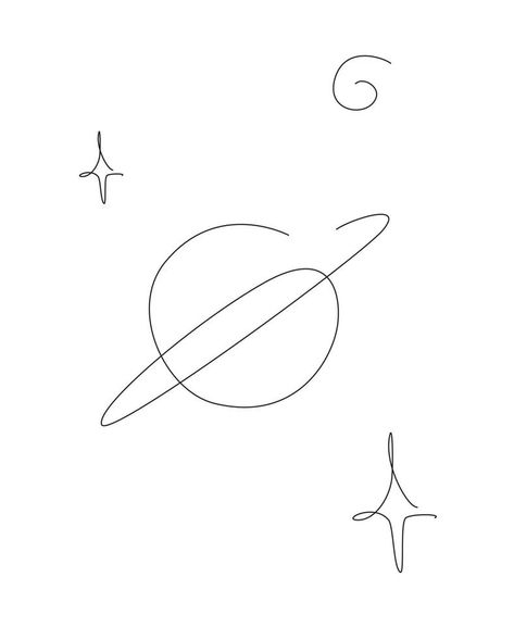 Planet Line Tattoo, Saturn Planet Tattoo Design, Tattoo Of Saturn, Moon And Saturn Fine Line Tattoo, Saturn Tattoo With Stars, Saturn Return Tattoo, Saturn Line Art, Saturn Tattoo, Saturn Return