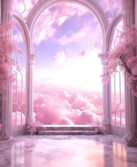 Dreamy Art Background, Dreamy Flowers Aesthetic, Animated Room Background, Pink Celestial Aesthetic, Fantasy Background Magic Scenery, Dreams Background, Sky And Clouds Aesthetic, Ethereal Dreamscape, Dreamscape Aesthetic