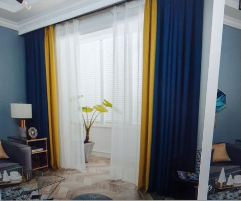 Zebra Living Room, Yellow Curtains Living Room, Living Room Navy, Patchwork Curtains, Room Decor Curtains, Curtain For Living Room, Curtains Blackout, Yellow Curtains, Plain Curtains