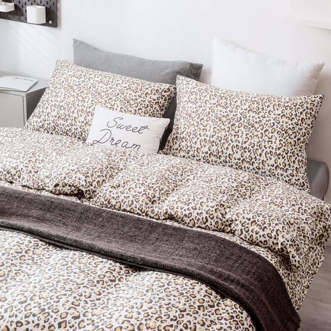 Sleepymoon Duvet Cover Set 100% Cotton (Leopard Print, King): Amazon.co.uk: Kitchen & Home Leopard Print Bedding, Cute Duvet Covers, Grey Sheets, Pink Duvet Cover, Comforter Cover, Cotton Duvet Cover, Changing Wall Color, Cotton Duvet, Queen Duvet Covers