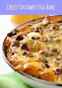 Cheesy Southwest Egg Bake is perfect for Easter brunch. Everything you love about breakfast in one delicious pan. In the oven in 20 minutes! Easy Egg Bake, Baked Eggs Recipe, Pillsbury Recipes, Egg Bake, What's For Breakfast, Baked Eggs, Breakfast Brunch Recipes, Breakfast Time, Omelet