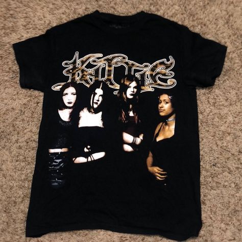 Kittie T-shirt Kittie Band Tshirt, Kittie Band Merch, Kittie Shirt Band, Emo Goth Clothes, Kittie Band Shirt, Old Hot Topic Clothes, Emo Band Shirts, Hot Topic 2000s, Deftones Shirt Outfit