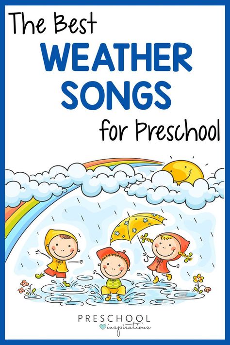 You have to have weather, whether or not! Help your preschool children explore and learn through these wonderful weather songs. They're perfect for circle time, calendar time, a weather theme, or anytime there's a change in the weather. Includes songs specifically about sun, snow, and rain, too! Changing Weather Preschool Activities, Seasons Gross Motor Activities, Weather Watcher Preschool, Weather Rhymes Preschool, Weather Songs For Preschool, Weather Calendar Preschool, Weather Circle Time Preschool, Weather Songs Preschool, Pre K Circle Time