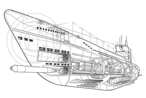 Illustrations for Haynes | par scorerroy Hms Prince Of Wales, German Submarines, Nuclear Submarine, U Boat, Military Artwork, Ship Drawing, Boat Plans, Drawing Easy, Navy Ships