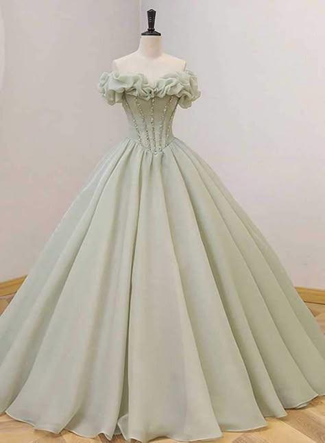 Sage Green Prom Dress, Green Ball Gown, Green Prom, Green Tulle, Prom Dress Inspiration, Cute Prom Dresses, Long Prom Dresses, Pretty Prom Dresses, Prom Dress Shopping