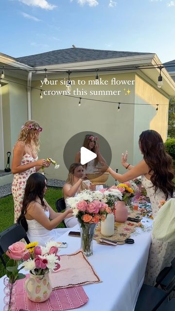 natalie downey on Instagram: "flower crowns = summertime party ✨✨" Flower Crown Bridal Shower, Flower Party Ideas, Flower Crown Station, Flower Crown Party, Natalie Zacek, Natalie Downey, Midsummer Wedding, Moms 60th, Crown Party