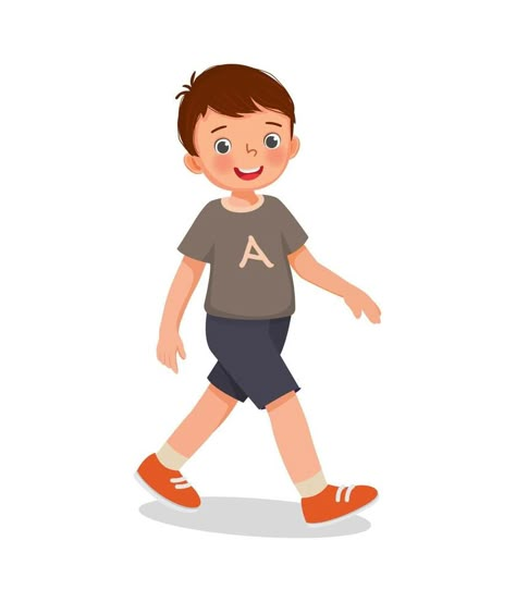 Walking Cartoon Drawing, Walk Illustration, Walking Illustration, Walking Images, Verbs For Kids, Walking Cartoon, Boy Walking, Photo Clipart, Action Words