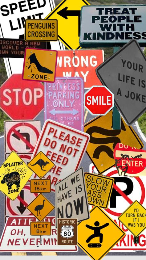 #sign #roadsigns #driveby Street Sign Decor Ideas, Road Signs Aesthetic Room Decor, Road Signs Aesthetic Room, Traffic Signs Aesthetic, Traffic Sign Aesthetic, Road Signs Aesthetic, Signage Aesthetic, Road Sign Art, Crossroad Sign