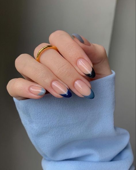 Blue Gel Nails, Navy Nails, January Nails, Blue Acrylic Nails, Nagel Tips, Blue Gel, Simple Gel Nails, Summery Nails, Smink Inspiration