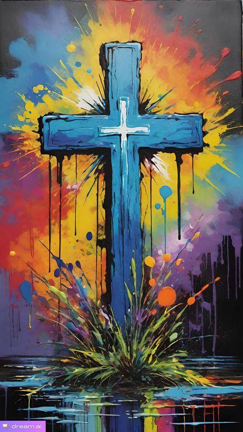 Faith Graffiti, Christian Art Drawings, Christian Graffiti, Cross Art, Faith Art, Drawings Simple, Christian Cross, Pastel Drawing, Christian Art