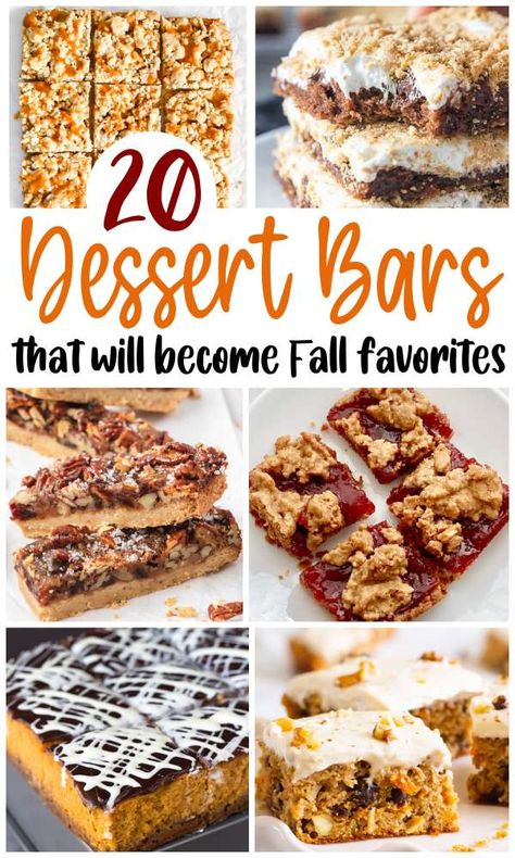 Book Club Treats Desserts, East Fall Dessert Recipes, Easy Fall Finger Desserts, Autumn Dessert Bars, Non Pumpkin Fall Desserts, Prep Ahead Desserts, Fall Squares Recipes, Fall Dessert Bar Ideas, Fall Potluck Ideas Dessert