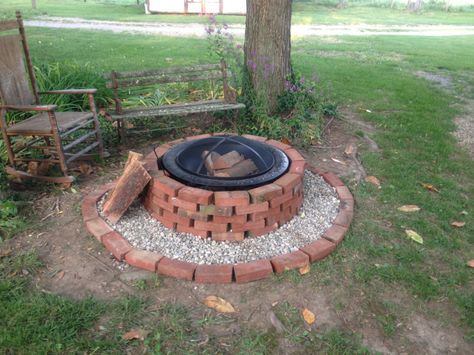 Fire pits are beautiful when you fix them up. I used bricks and landscaping rocks to make our regular aluminum fire pit into what you see above. I'll answer any questions you may have about it. :) -Aaron Brooks Diy Pool Ideas, Fire Pit Plans, Make A Fire Pit, Landscaping Rocks, Landscaping Rock, How To Build A Fire Pit, Outside Fire Pits, Fire Pit Materials, Brick Fire Pit