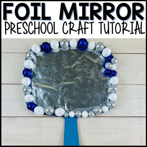 Mirror Craft Preschool, Foil Mirror Craft, Reggio Activities, Infant Sensory, Mirror Craft, Aesthetic Craft, Diy Foil, Toddler Projects, Printable Props