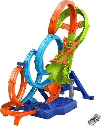 Amazon.com: Hot Wheels Toy Car Track Set with 4 Loops, 3-Way Crash Zone & Motorized Booster, Folds for Storage, with 1:64 Scale Toy Car : Toys & Games Hot Wheels Track Builder, Hot Wheels Cars Toys, Hot Wheels Track, Derby Cars, Track Toy, Lego Construction, Hot Wheels Toys, Exclusive Cars, Mattel Hot Wheels