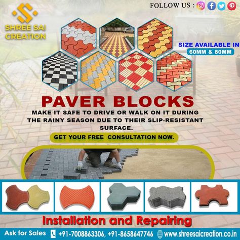 Transform your outdoor space with Sri Sai's durable paver blocks. Choose from a range of designs and colors to suit your style. get your free consultation now contact us 7008863306, 8658647746 or visit our website www.shreesaicreation.co.in #paverblock #builder #paverblockdesign #pavingissaving #paverblockinstallation #paverblocksales #Odisha #india Paver Block Design, Paving Block, Ramp Design, Paver Blocks, Paving Design, House Fence, House Fence Design, Perfume Box, Wall Texture Design