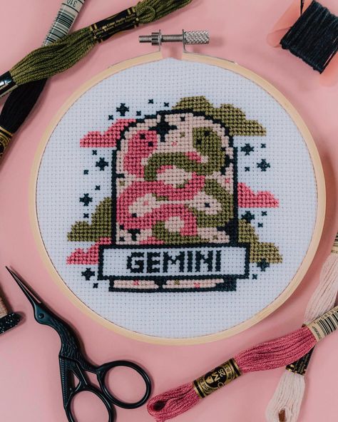 Where are all my GEMINI babes at? 🤍 If you’ve been thinking about trying cross stitch then the Zodiac kits are perfect. Stitched on 14 count Aida for a lovely chonky stitch, and only using 4 colours keeps the thread tangle to a minimum ✌🏻 15% OFF ALL ZODIAC KITS - until Sunday 👀 Gemini Pixel Art, Gemini Cross Stitch, I Love You Cross Stitch, Genshin Cross Stitch, Zodiac Cross Stitch, Canvas Work, Stitch Art, Modern Cross, Modern Cross Stitch