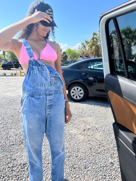 Overalls With Swimsuit, Overalls And Swimsuit, Vintage Overalls, Overall Outfit, Swim Top, Beach Outfit, Dream Closet, Overalls, Lookbook