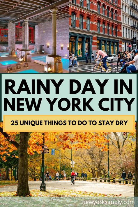 One of the best things to do in New York City is to enjoy rainy days in NYC. Here are 25 EPIC Things to do in NYC in the rain. NYC Autumn | Things to do new york city fall | Fall activities NYC | Central Park fall| NYC Guides | NYC Itinerary | things to do nyc rain | rainy things to do nyc | nyc rainy things to do | best things to do manhattan | best museums nyc | Best food NYC | rainy day NYC | Fall in NYC | NYC eats | Things to do NYC rain | best of New York City | First visit to NYC | NYC New York City Rain, Best Food Nyc, Rainy Day New York, Nyc Rainy Day, Rainy Day Nyc, Nyc Rain, New York City Fall, New York Activities, Nyc Sightseeing