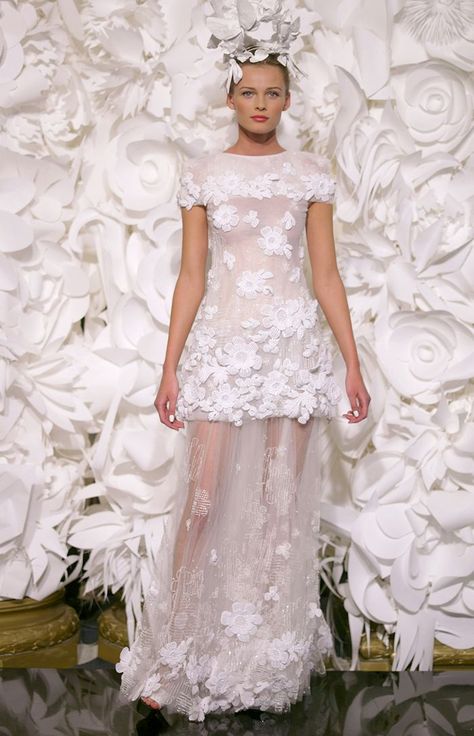 Chanel Flower Dress, Chanel Archive Dress, Chanel Dress Gowns, Chanel Bride, Chanel Archive, Chanel Bridal, Chanel Wedding Dress, Bridal Themes, Chanel Wedding