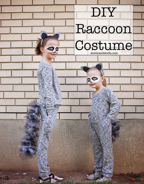 DIY Raccoon Costume #Halloween #Raccoon Woodland Animal Costumes, Animal Costumes Diy, Free Halloween Costumes, Raccoon Costume, Raccoon Halloween, Animal Halloween Costumes, Costume Sewing, Disney Musical, Costume Tutorial