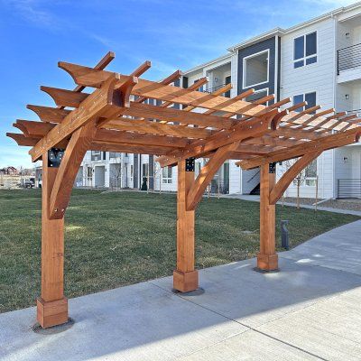 The Cantilevered Pergola Cantilever Shade Structure, Wood Pergola Ideas, Two Post Pergola, 2 Post Pergola, Cantilevered Pergola, Cantilever Pergola, Arizona Landscaping, Wood Pergola Kits, Shade Arbor