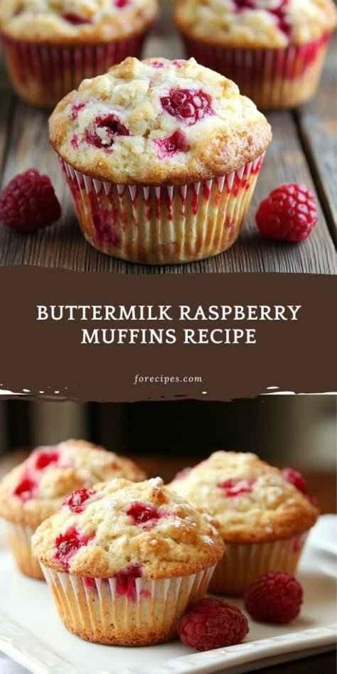 Buttermilk Raspberry Muffins are a delicious and tender breakfast treat bursting with juicy raspberries.  The buttermilk adds a subtle tang and keeps the muffins moist and fluffy. Perfect for breakfast, brunch, or as a sweet snack, these muffins are sure to become a favorite. Buttermilk Raspberry Muffins, Muffins Using Buttermilk, Homemade Muffin Recipe, Easy Muffin Recipes 4 Ingredients Simple, Buttermilk Muffin Recipes, Raspberry Recipes Easy, Muffins Made With Buttermilk, Blueberry Raspberry Muffins, Muffins With Buttermilk