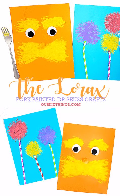 The Lorax Crafts For Preschool, The Lorax Crafts, Lorax Crafts, Lorax Activities, Bugs Craft, Lorax Craft, The Lorax Activities, Book Themed Crafts, Dr Seuss Preschool Activities