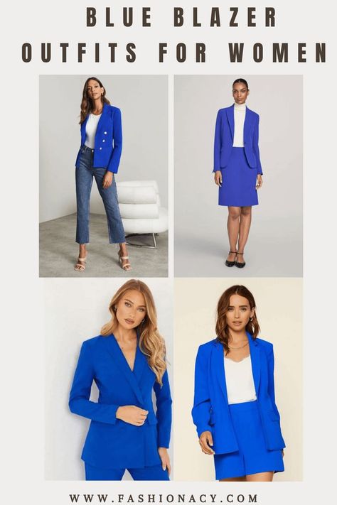 Blue Blazer Outfits For Women Electric Blue Blazer Outfits For Women, Style With Blazer, Blue Blazer Outfits For Women, Royal Blue Blazers, Blazer Outfits For Women, Blazer Outfit, Blazer Outfits, Blue Jacket, Outfits For Women