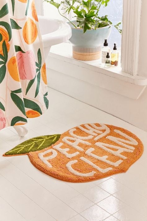 Peachy Clean Bath Mat | Cute Bath Mats From Urban Outfitters | POPSUGAR Home Photo 23 Peachy Clean Bath Mat, Peachy Clean, Peach Bathroom, Cute Bath Mats, Bathroom Themes, Bathroom Rugs Bath Mats, Kids' Bathroom, Duvet Sets, My New Room