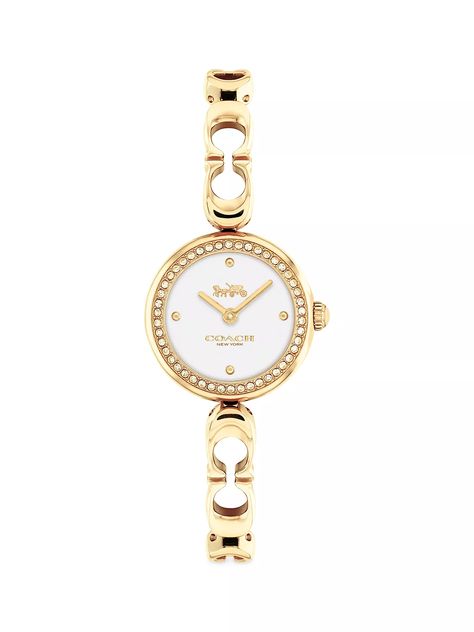 Shop COACH Gracie Gold-Tone Bracelet Watch | Saks Fifth Avenue Watches Woman, Future Jewelry, Gracie Gold, Fit Accessories, Girls Watch, Coach Fashion, Gold Watches Women, Luxury Bracelet, Buy Bags