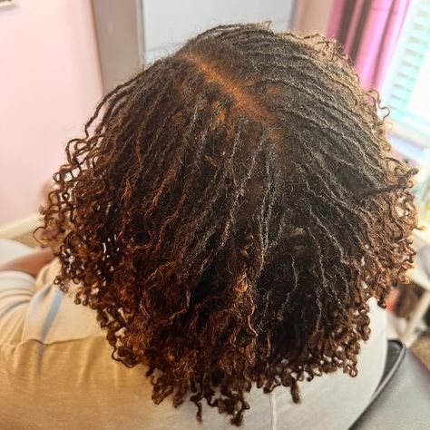 I love her locs especially with her curly ends. 🦋🦋 Currently accepting new and transfer clients. #sisterlocs #microlocs #sisterlocks #microlocks #locs #locnation #locjourney #naturalhair #locdhaircommunity #smalllocs Locs Journey, Micro Locs, Sister Locs, Girl Braids, Sisterlocks, April 4, I Love Her, 4 Life, Locs