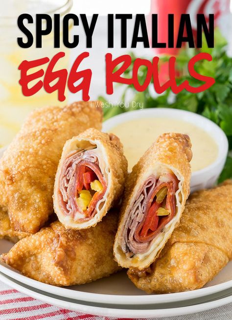 Deep Fried Egg Rolls, Egg Roll Wrapper, Creamy Italian Dressing, Italian Eggs, Italian Salad Recipes, Sub Sandwich, Panini Recipes, Recipe Italian, Sub Sandwiches