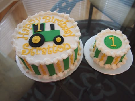 Tractor First Birthday Cake, John Deere Smash Cake, Tractor Smash Cake, John Deere Cake, 1st Bday Cake, Tractor Cake, Farm Cake, 1st Birthday Photoshoot, Baby Birthday Themes