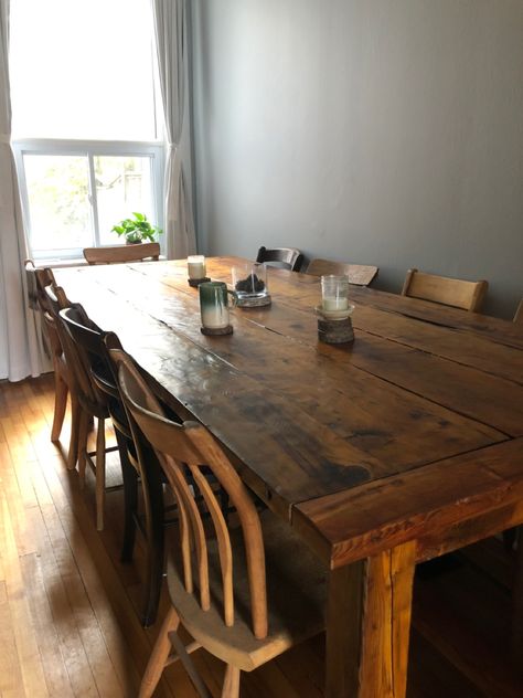 Harvest Table Dining Room, Harvest Dining Table, Reclaimed Wood Dining Table, Harvest Table, Antique Chairs, Reclaimed Barn Wood, Barnwood, Rustic Dining Table, Dream Homes