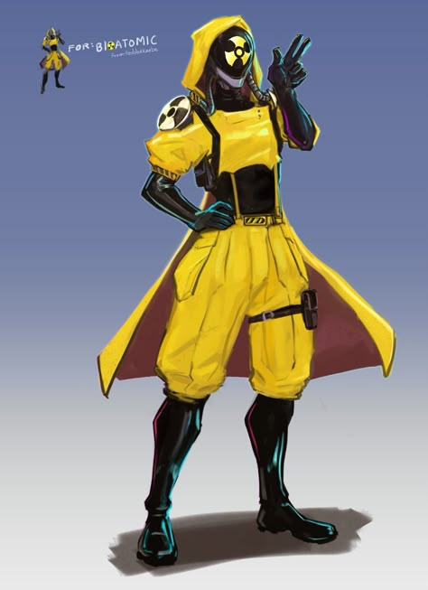 Monster Villain Character Design, Nuclear Character Design, Radiation Character Design, Hero Costumes Art, Hazmat Character Design, Supervillian Oc Character Design, Super Villain Concept Art, Hazmat Suit Character Design, Electric Superhero Design