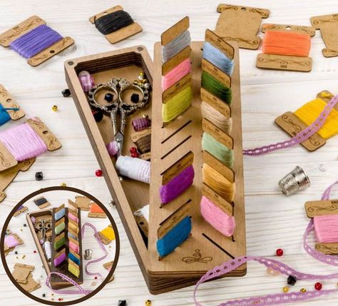 Handicraft box+28 bobbins. Wooden organizer for threads and small accessories.Accessory for needlework. needlework storage. Useful accessory от HobbyTimeTr на Etsy Floss Bobbins, Floss Organizer, Stitch Box, Thread Organization, Thread Storage, Wooden Organizer, Embroidery Tools, Small Cross Stitch, Embroidery Threads