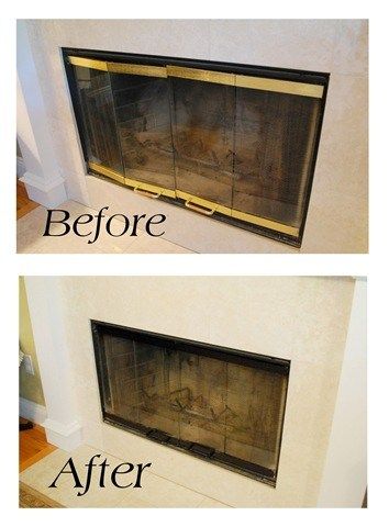 before and after living room High Heat Paint, Fireplace Redo, Brass Fireplace, Fireplace Update, Fireplace Doors, Old Fireplace, Some Like It Hot, Fireplace Remodel, Up House