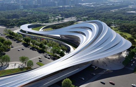 The Jinghe New City Culture & Art Centre is designed to resemble a river. Fluid Architecture, Hadid Architecture, Zaha Hadid Architecture, Zaha Hadid Design, Culture Center, British Architecture, Airport Design, Rem Koolhaas, Parametric Architecture