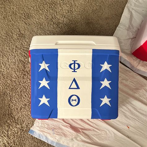 Phi Delt Cooler, Phi Delta Theta Cooler, Easy Frat Coolers Ideas, Frat Coolers Formal, Cooler Ideas Fraternity, Frat Coolers Ideas, Mountain Weekend Cooler, Painted Fraternity Coolers, Nola Cooler