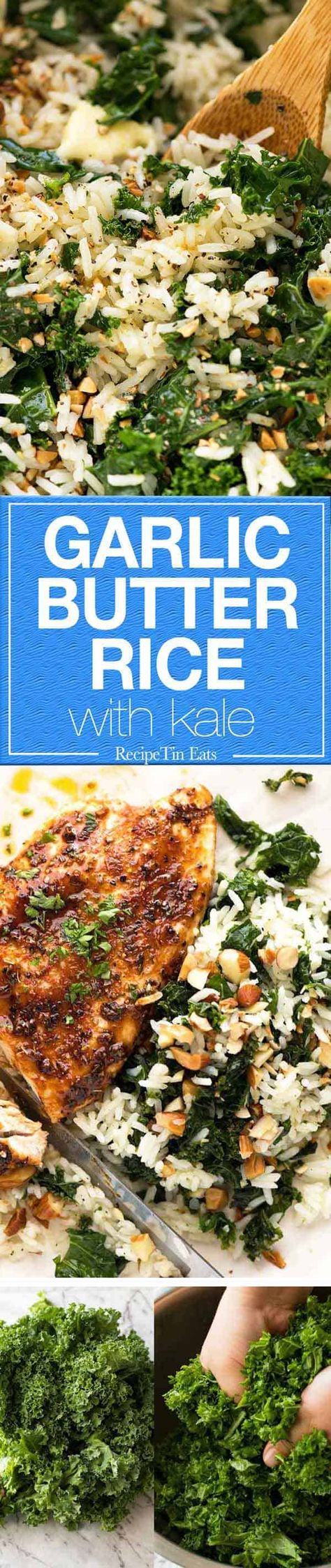 A ripper kale recipe! Time to think beyond the salad! Rice And Kale Recipes, Recipetineats Recipes, Kale And Rice, Recipes Kale, Garlic Butter Rice, Kale Recipe, Rice Side Dishes, Recipetin Eats, Recipe Tin