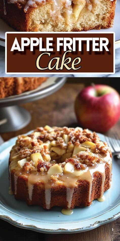 Ingredients: 1 cup unsalted butter 3 tart apples, peeled, chopped 2 tablespoons lemon juice 1 cup brown sugar (divided) 1 teaspoon ground cinnamon (divided) 1 cup white sugar 1/2 teaspoon salt 1/4 teaspoon ground nutmeg 2 large eggs 1 teaspoon vanilla extract 1/2 cup sour cream 1/2 cup apple cider 2 cups all-purpose flour 2 teaspoons baking powder 1/2 teaspoon baking soda 1 cup powdered sugar 1 tablespoon heavy cream #Apple #Fritter #Cake #Quickandeasyrecipe Dessert Recipes Using Heavy Cream, Baked Apple Fritter, Apple Fritters Cake Recipe, Apple Fritter Bites, Icing Drizzle, Apple Fritter Cake, Baked Apple Fritters, Fried Apple, Apples Cinnamon