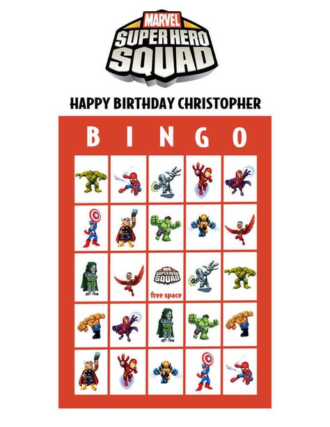 Marvel Super Hero Squad Personalized Bingo PDF Game Set Marvel Bingo, Printable Bingo Cards Free, Bingo Cards Printable Templates, Superhero Printables Free, Avengers Names, Captain America And Thor, Superhero Printables, Superhero Symbols, Marvel Birthday