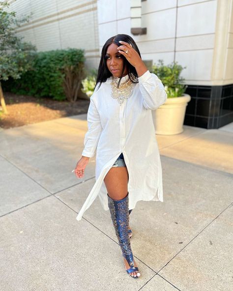 Runway By HDM on Instagram: “Gone with the Wind Fabulous…. A must have…” Fishnets And Shorts, Dress With Fishnets, White Tshirt Dress, Button Down Shirt Dress, Wardrobe Update, Brown Outfit, White Button Down Shirt, Loose Fitting Dresses, Black Women Fashion